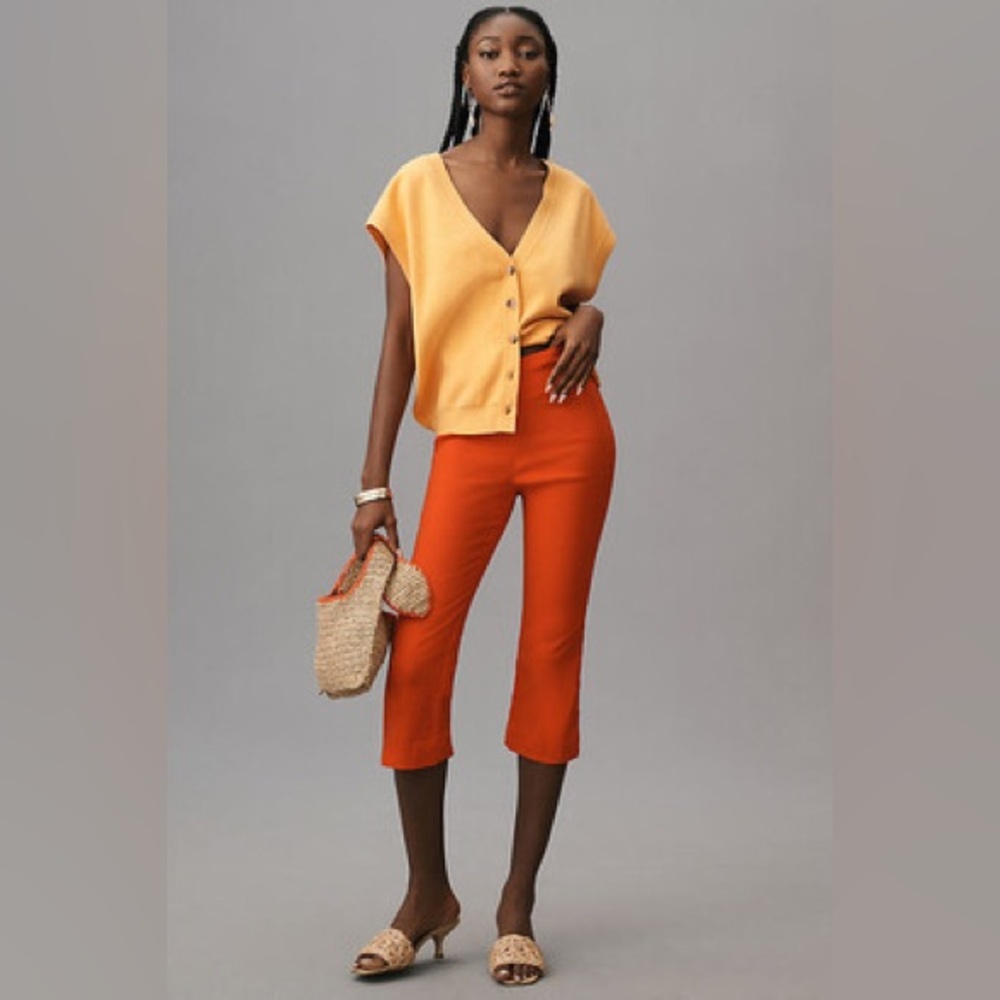 Maeve by‎ Anthropologie Slouchy Cardigan Sweater Vest In Orange Size XXS - Picture 2 of 7